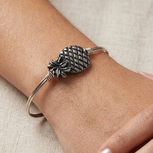 Luca + Danni Pineapple Bangle Bracelet | Antiqued Silver Finish